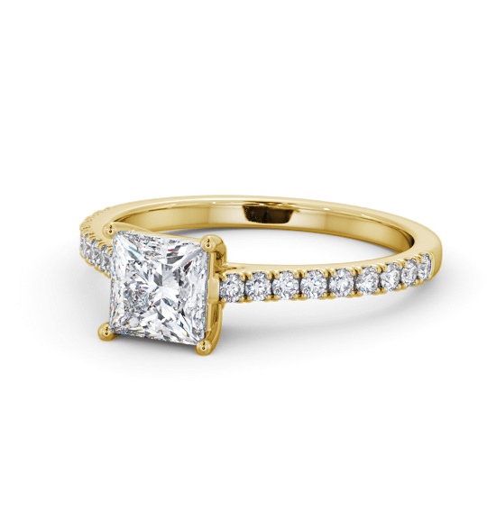  Princess Diamond Engagement Ring 18K Yellow Gold Solitaire With Side Stones - Allestree ENPR88S_YG_THUMB2 