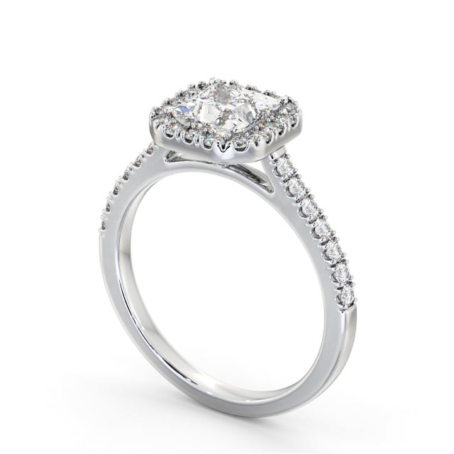 Halo Princess Diamond Engagement Ring 18K White Gold - Casey ENPR89_WG_SIDE