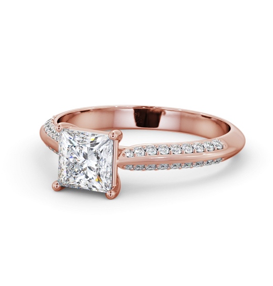  Princess Diamond Engagement Ring 18K Rose Gold Solitaire With Side Stones - Brithal ENPR89S_RG_THUMB2 