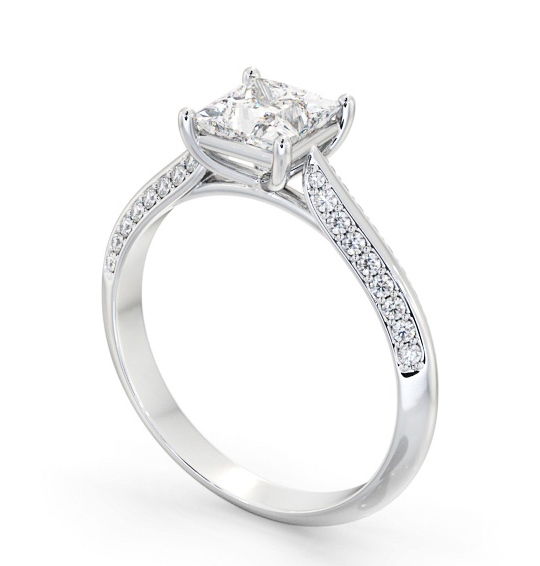 Princess Diamond Knife Edge Band Engagement Ring Palladium Solitaire with Channel Set Side Stones ENPR89S_WG_THUMB1