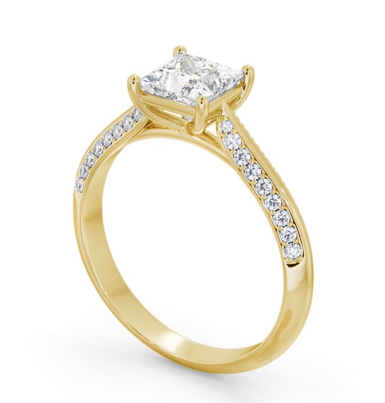  Princess Diamond Engagement Ring 18K Yellow Gold Solitaire With Side Stones - Brithal ENPR89S_YG_THUMB1 