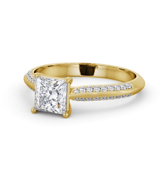  Princess Diamond Engagement Ring 9K Yellow Gold Solitaire With Side Stones - Brithal ENPR89S_YG_THUMB2 