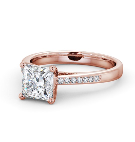  Princess Diamond Engagement Ring 9K Rose Gold Solitaire With Side Stones - Loxley ENPR8S_RG_THUMB2 