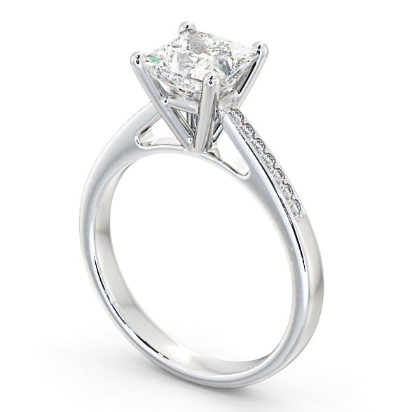 Princess Diamond High Setting Engagement Ring Palladium Solitaire with Channel Set Side Stones ENPR8S_WG_THUMB1