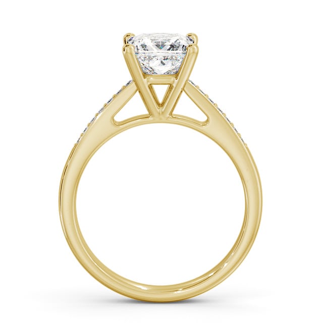 Princess Diamond Engagement Ring 9K Yellow Gold Solitaire With Side Stones - Loxley ENPR8S_YG_UP
