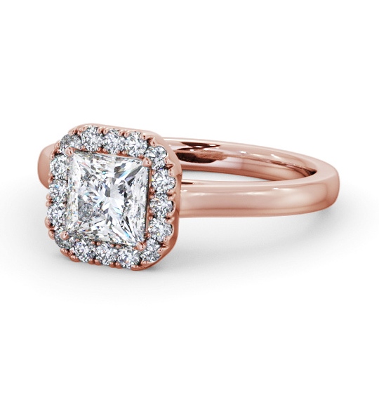 Halo Princess Diamond with Plain Band Engagement Ring 9K Rose Gold ENPR90_RG_THUMB2 