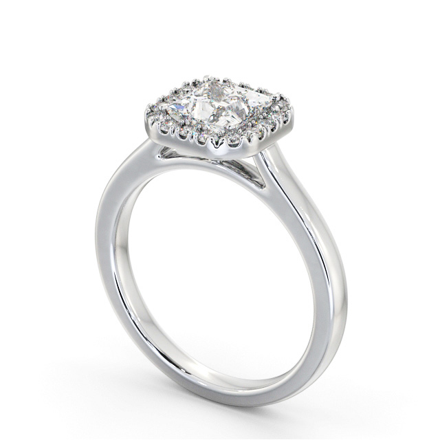 Halo Princess Diamond Engagement Ring 18K White Gold - Carter ENPR90_WG_SIDE