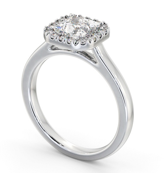 Halo Princess Diamond with Plain Band Engagement Ring Platinum ENPR90_WG_THUMB1