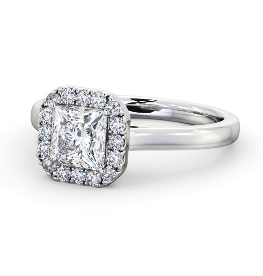Halo Princess Diamond with Plain Band Engagement Ring 18K White Gold ENPR90_WG_THUMB2 