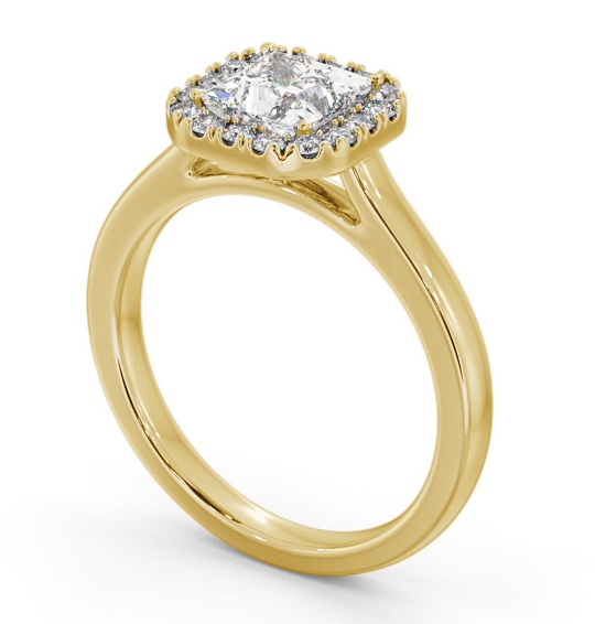 Halo Princess Diamond with Plain Band Engagement Ring 18K Yellow Gold ENPR90_YG_THUMB1