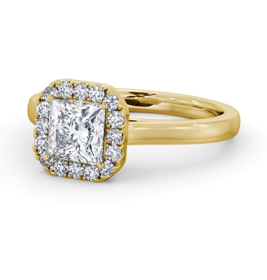 Halo Princess Diamond with Plain Band Engagement Ring 9K Yellow Gold ENPR90_YG_THUMB2 