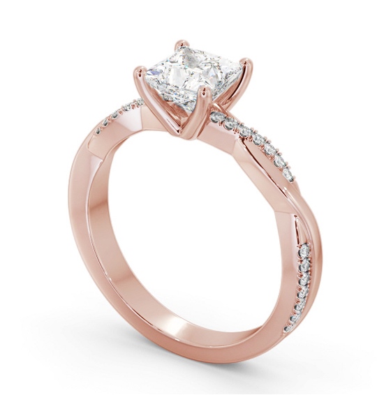  Princess Diamond Engagement Ring 18K Rose Gold Solitaire With Side Stones - Galloway ENPR90S_RG_THUMB1 