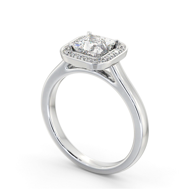 Halo Princess Diamond Engagement Ring 18K White Gold - Santana ENPR91_WG_SIDE