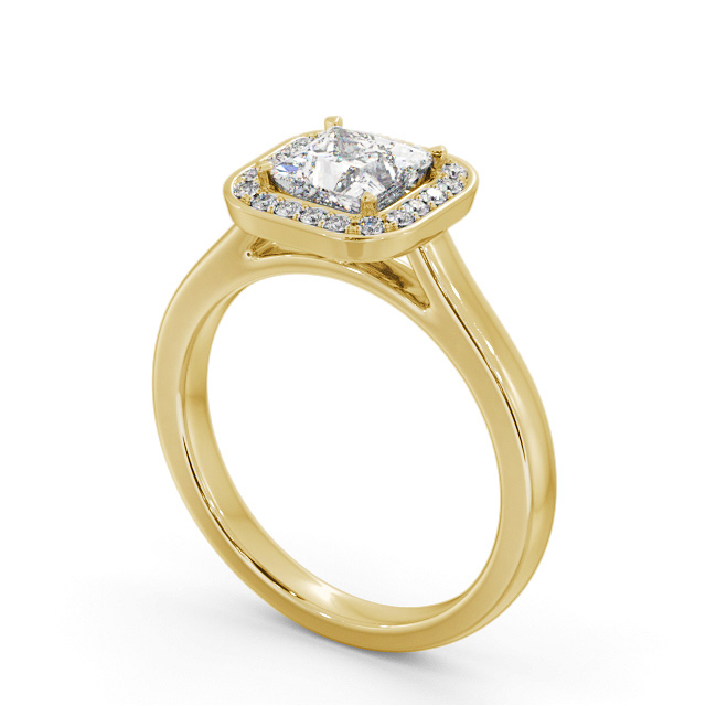 Halo Princess Diamond Engagement Ring 18K Yellow Gold - Santana ENPR91_YG_SIDE