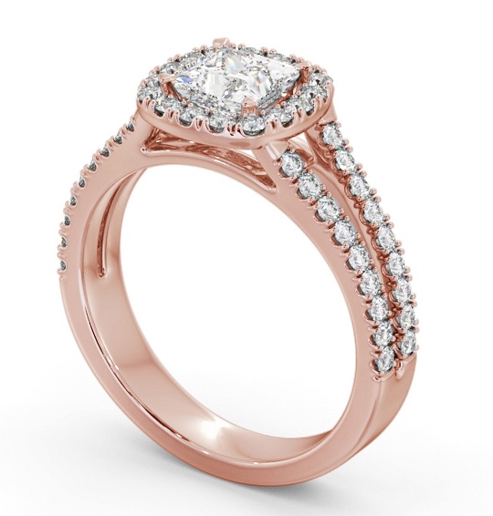  Halo Princess Diamond Engagement Ring 18K Rose Gold - Headington ENPR92_RG_THUMB1 