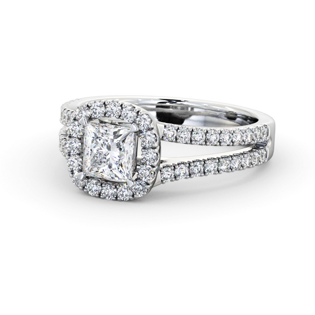 Halo Princess Diamond Engagement Ring 9K White Gold - Headington ENPR92_WG_FLAT