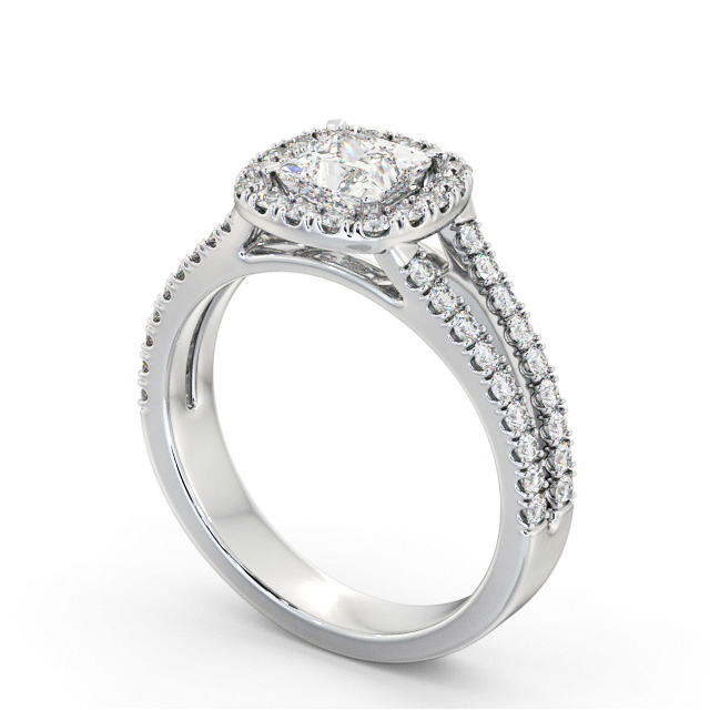 Halo Princess Diamond Engagement Ring Palladium - Headington ENPR92_WG_SIDE