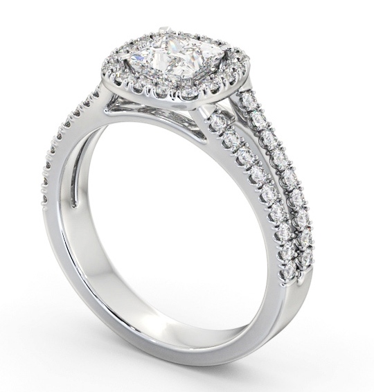  Halo Princess Diamond Engagement Ring 18K White Gold - Headington ENPR92_WG_THUMB1 