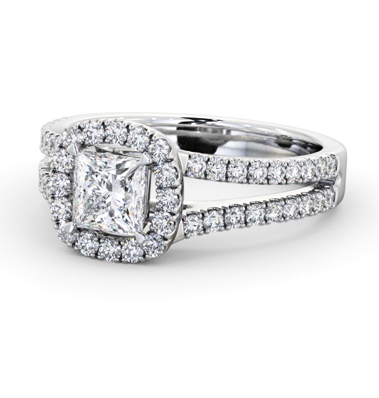 Halo Princess Diamond Split Band Engagement Ring 18K White Gold ENPR92_WG_THUMB2 