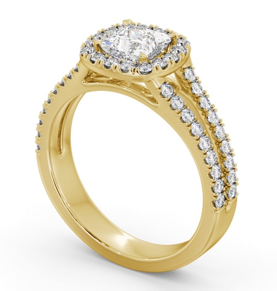 Halo Princess Diamond Split Band Engagement Ring 18K Yellow Gold ENPR92_YG_THUMB1