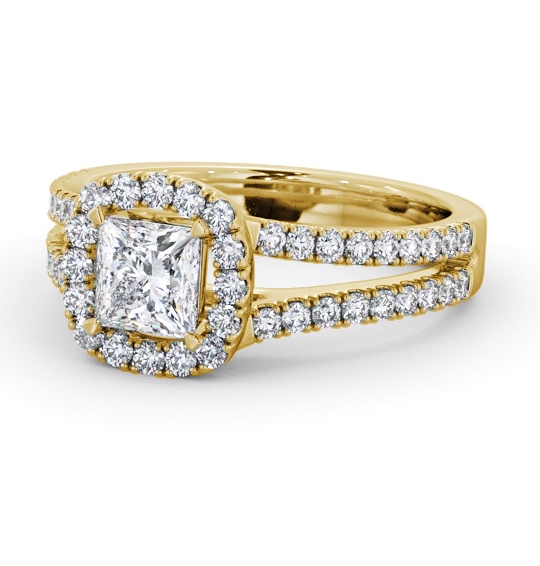  Halo Princess Diamond Engagement Ring 18K Yellow Gold - Headington ENPR92_YG_THUMB2 