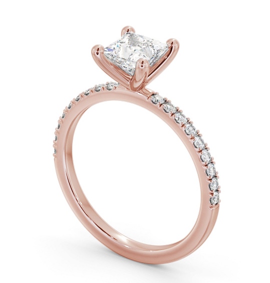  Princess Diamond Engagement Ring 9K Rose Gold Solitaire With Side Stones - Tarrington ENPR92S_RG_THUMB1 