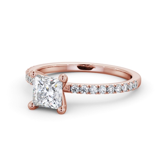  Princess Diamond Engagement Ring 18K Rose Gold Solitaire With Side Stones - Tarrington ENPR92S_RG_THUMB2 