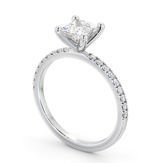  Princess Diamond Engagement Ring 9K White Gold Solitaire With Side Stones - Tarrington ENPR92S_WG_THUMB1 