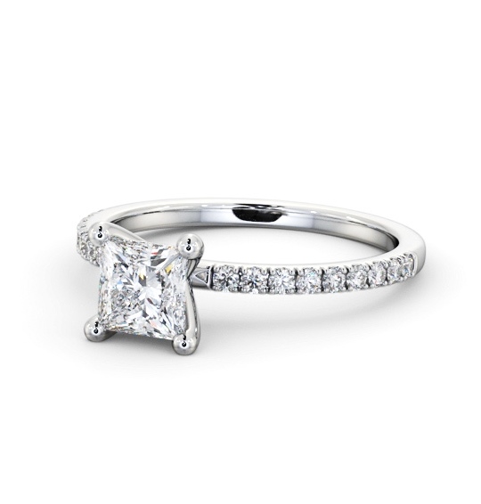  Princess Diamond Engagement Ring Platinum Solitaire With Side Stones - Tarrington ENPR92S_WG_THUMB2 