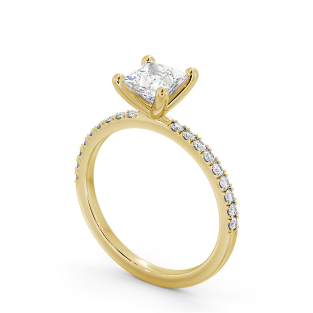 Princess Diamond Engagement Ring 18K Yellow Gold Solitaire With Side Stones - Tarrington ENPR92S_YG_SIDE