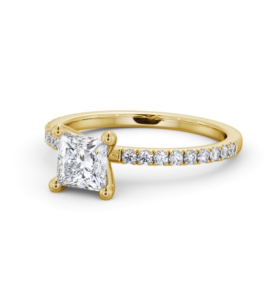  Princess Diamond Engagement Ring 18K Yellow Gold Solitaire With Side Stones - Tarrington ENPR92S_YG_THUMB2 