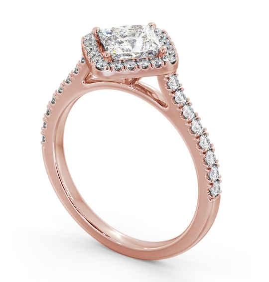 Halo Princess Diamond with Rotated Head Engagement Ring 9K Rose Gold ENPR93_RG_THUMB1 