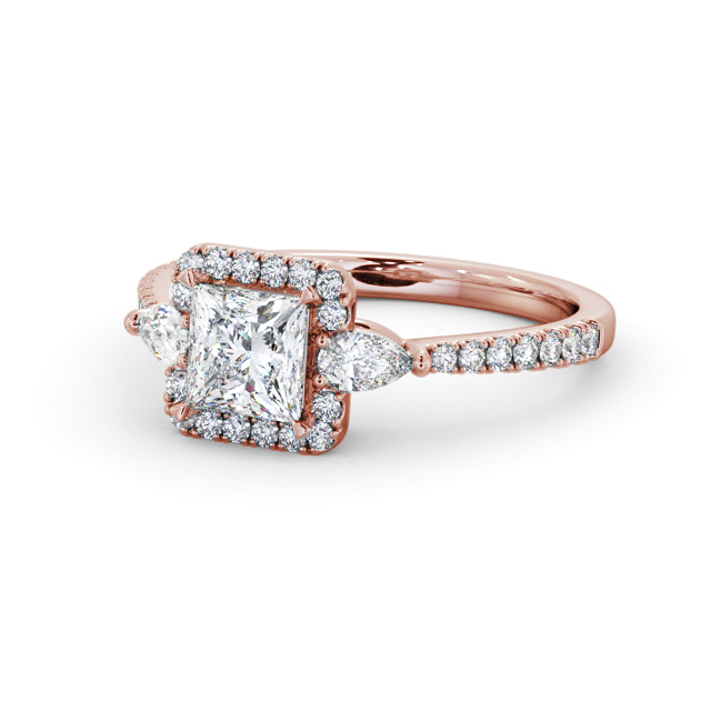 Halo Princess Diamond Engagement Ring 18K Rose Gold - Myra ENPR95_RG_FLAT