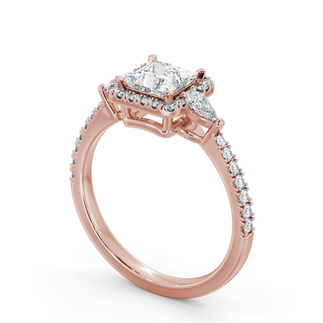 Halo Princess Diamond Engagement Ring 18K Rose Gold - Myra ENPR95_RG_SIDE