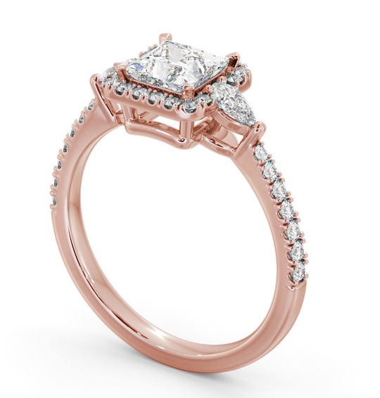 Halo Princess with Pear Diamond Engagement Ring 18K Rose Gold ENPR95_RG_THUMB1