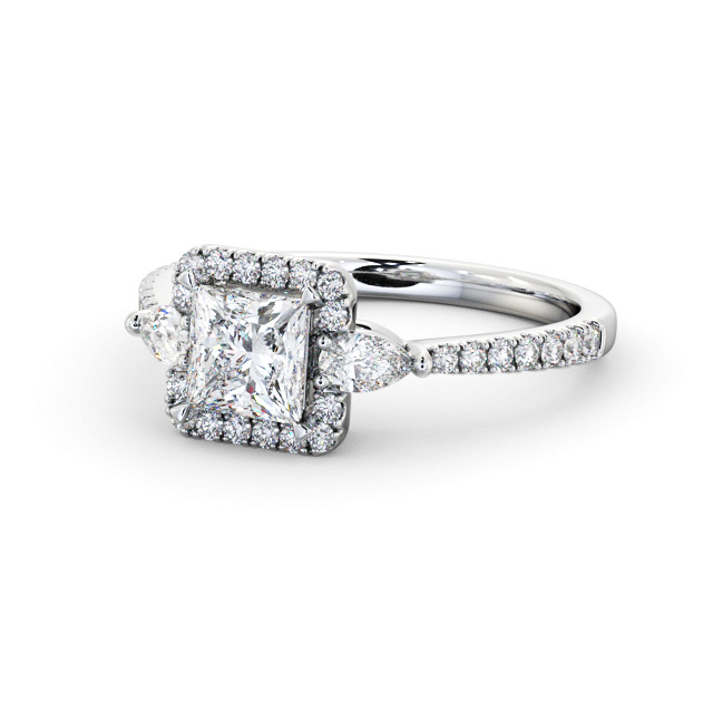 Halo Princess Diamond Engagement Ring 9K White Gold - Myra ENPR95_WG_FLAT