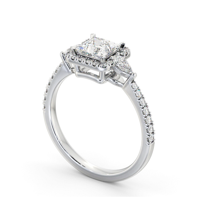 Halo Princess Diamond Engagement Ring 9K White Gold - Myra ENPR95_WG_SIDE