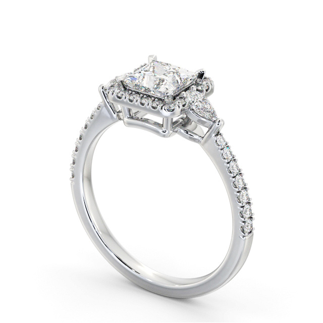 Halo Princess Diamond Engagement Ring Platinum - Myra ENPR95_WG_SIDE