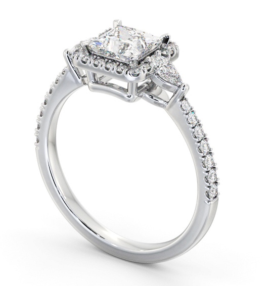 Halo Princess with Pear Diamond Engagement Ring Palladium ENPR95_WG_THUMB1 