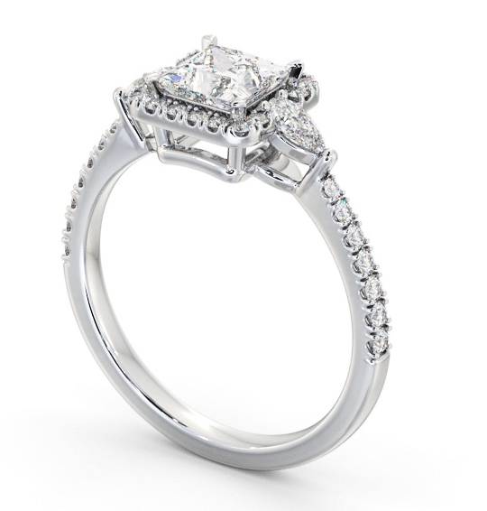 Halo Princess with Pear Diamond Engagement Ring 18K White Gold ENPR95_WG_THUMB1