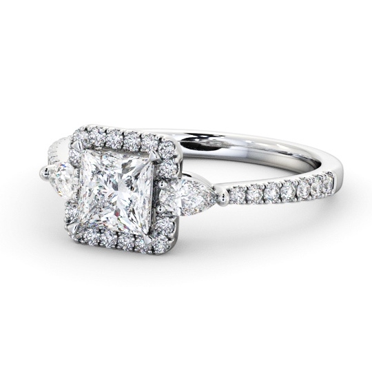 Halo Princess with Pear Diamond Engagement Ring 18K White Gold ENPR95_WG_THUMB2 