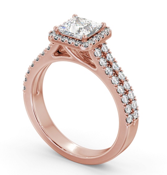 Halo Princess Diamond Engagement Ring 18K Rose Gold - Vincent ENPR96_RG_THUMB1