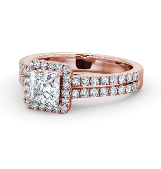 Halo Princess Diamond Engagement Ring 18K Rose Gold - Vincent ENPR96_RG_THUMB2 