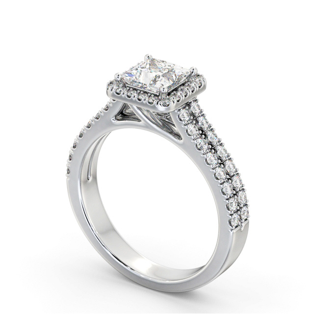 Halo Princess Diamond Engagement Ring 18K White Gold - Vincent ENPR96_WG_SIDE