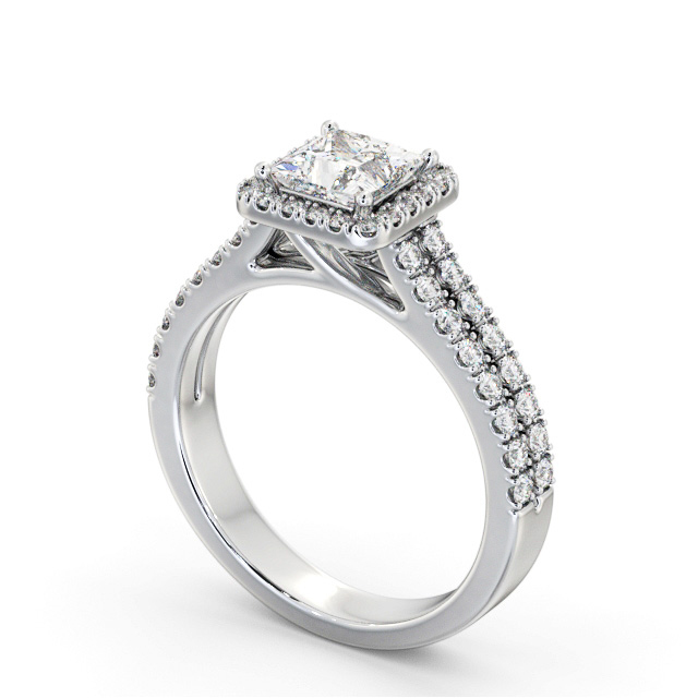 Halo Princess Diamond Engagement Ring Platinum - Vincent ENPR96_WG_SIDE