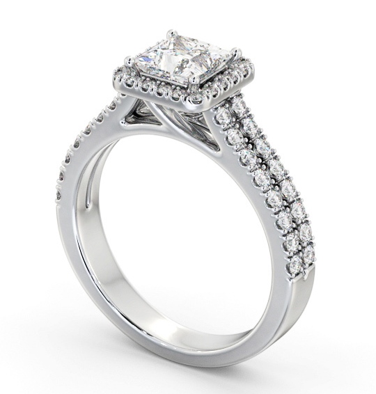 Halo Princess Diamond Split Band Engagement Ring Platinum ENPR96_WG_THUMB1