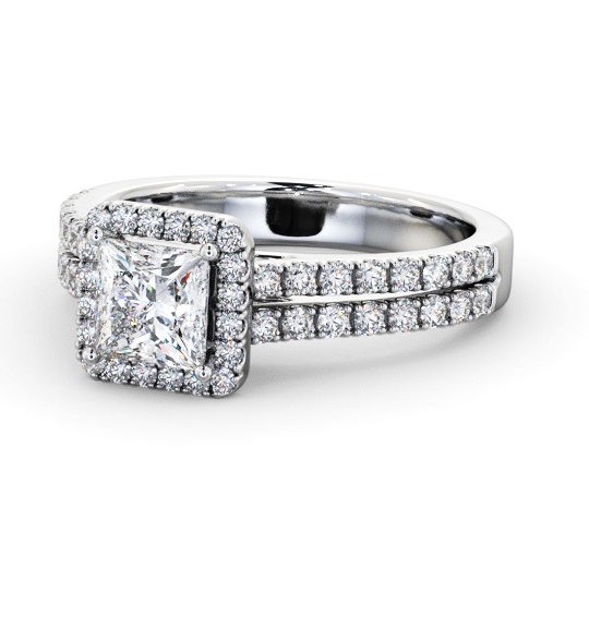 Halo Princess Diamond Split Band Engagement Ring 18K White Gold ENPR96_WG_THUMB2 