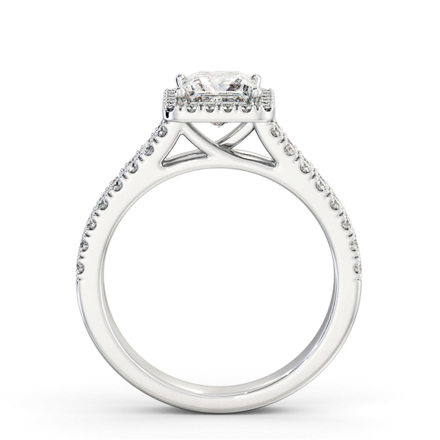 Halo Princess Diamond Engagement Ring 18K White Gold - Vincent ENPR96_WG_UP