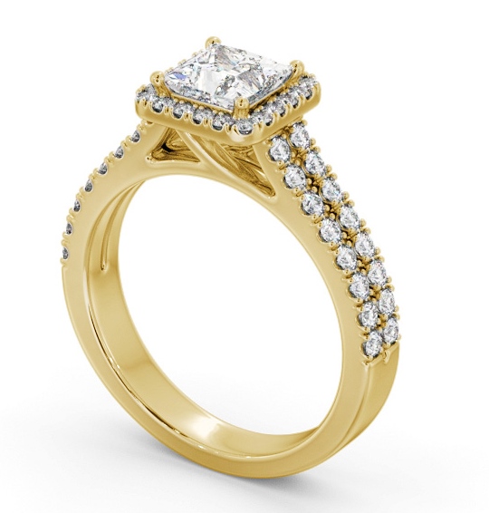 Halo Princess Diamond Split Band Engagement Ring 18K Yellow Gold ENPR96_YG_THUMB1