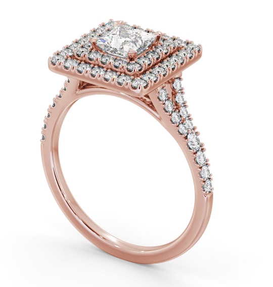 Double Halo Princess Diamond Engagement Ring 9K Rose Gold ENPR97_RG_THUMB1 